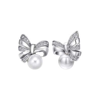 西大班s925纯银蝴蝶珍珠耳环