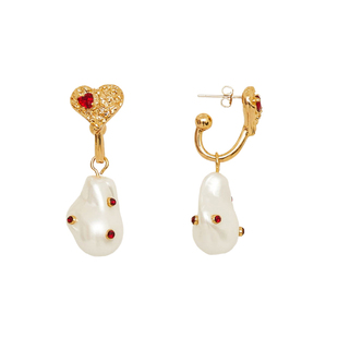 【新年礼物】oups阿娇赵昭仪同款爱心珍珠耳环巴洛克珍珠小众气质