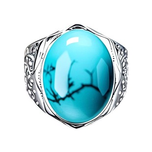 S925纯银戒指空托男镶绿松石戒托 9*11 10*12 11*13 12*15 14*19