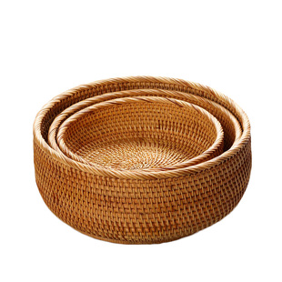 藤编果盘 越南秋藤 茶点盒 手工 水果篮 干果盆 茶道零配山山竹木