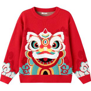 巴拉巴拉童装儿童毛衣男女童2026新款秋冬装小童针织衫红色拜年服