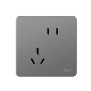 德力西开关插座面板星空灰哑光菱花白北欧风86型墙壁开关五孔插座