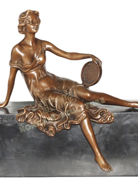 铜雕塑手鼓女郎EPA079欧式人物工艺饰品酒店客厅书房家居桌面摆件