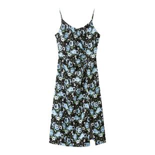 水云间醋酸碎花吊带裙开叉连衣裙女夏季新款2025气质御姐海边裙子