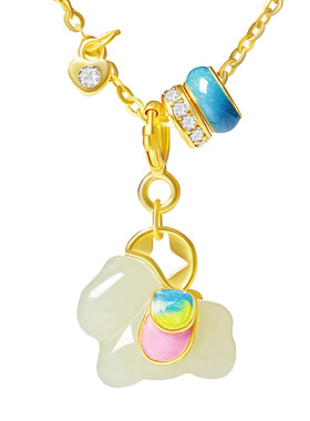 宫里上新天然和田玉小马项链