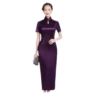 盖世红颜手工旗袍时尚高端优雅妈妈婚宴装改良款旗袍连衣裙游绣