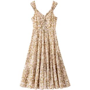 BANANA BABY2025年度假风背带连衣裙女收腰显瘦显高碎花长裙