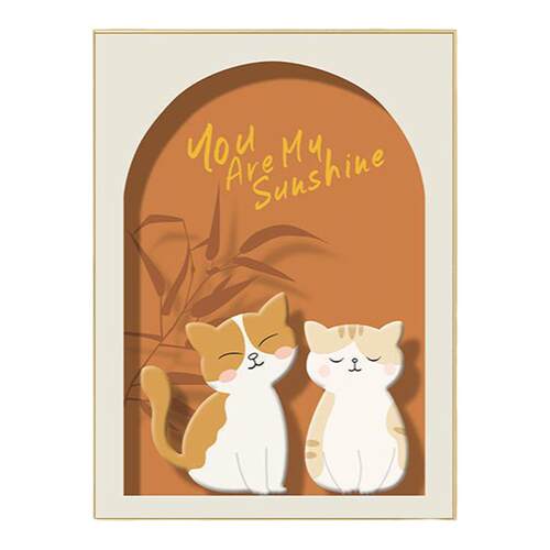 北欧风客厅装饰画温馨小猫落地画卧室奶油系桌面摆画现代简约挂画