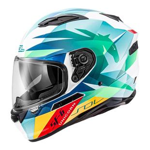 中国台湾SOL摩托车头盔双镜片独角兽全盔带尾灯蓝牙耳机槽SF-6