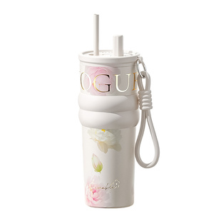 吸管保温杯大容量女士高颜值2025新款外出携带杯子车载陶瓷水杯女