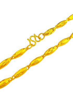 霸气镀黄金24k色橄榄珠男款项链