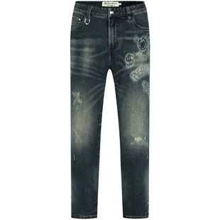 PP男装春季牛仔裤轻奢破洞裤子时尚大胆独特吸睛男裤高端下装裤子