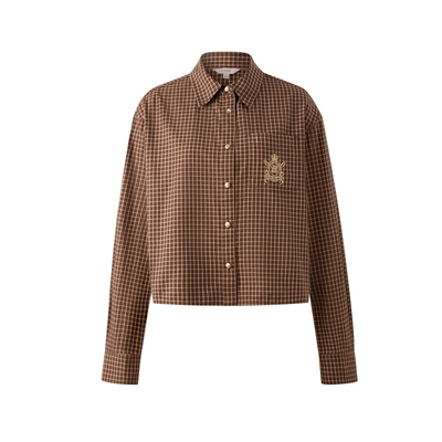 ELAND衬衫格纹金属扣上衣