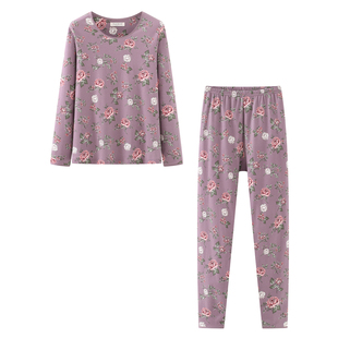 意大莱女士中老年加肥加大码纯棉保暖内衣套装秋衣秋裤衬衣棉毛衫