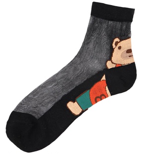 丝袜女春秋季水晶玻璃薄款短纯棉底防勾丝透明耐磨防滑冰丝中筒袜