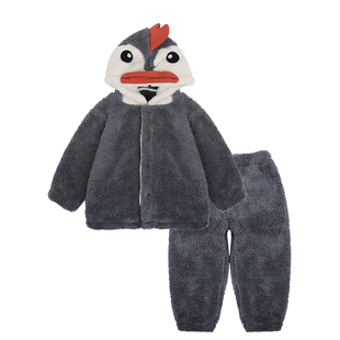 男童睡衣秋冬款儿童珊瑚绒家居服2025冬季新款男孩冬天连帽居家服