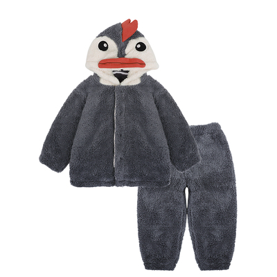 男童睡衣秋冬款儿童珊瑚绒家居服2025冬季新款男孩冬天连帽居家服