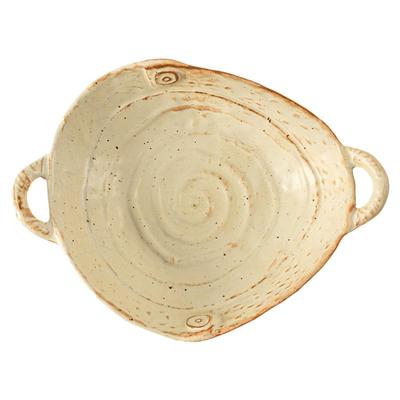 吉田成器家用手工粗陶双耳盘