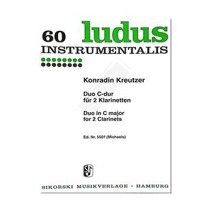 克劳伊策尔 C大调二重奏 两只单簧管 思考斯基原版乐谱书 Kreutzer Duo for 2 Klarinetten SIK0550F