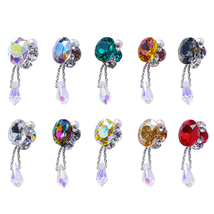 小瑄新品美甲饰品天使之泪捷克钻堆钻锆石链条吊坠新年红AB水晶钻