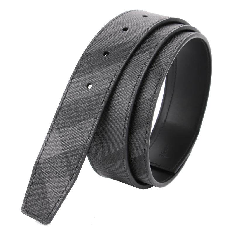 无头皮带适用巴宝家莉替换腰带不带头格纹印花真皮头层牛皮3.4男