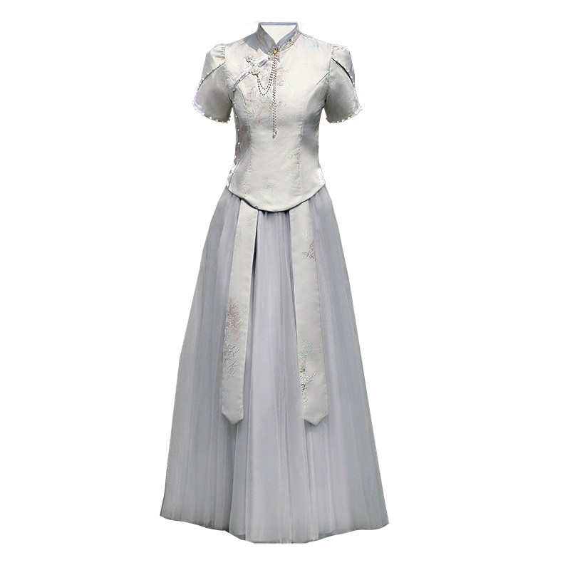 便宜伴娘服中式大码胖mm缎面姐妹团结婚礼服旗袍伴娘裙小个子清仓
