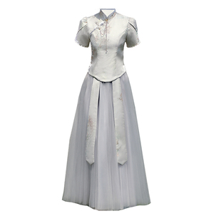 便宜伴娘服中式大码胖mm缎面姐妹团结婚礼服旗袍伴娘裙小个子