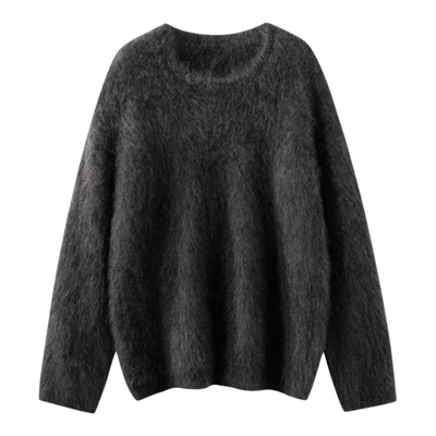 100%纯山羊绒圆领套头毛衣