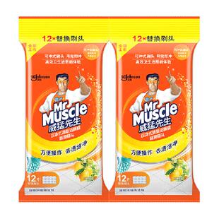 威猛先生洁厕剂洁厕灵一次性长柄可抛马桶刷12片*2补充装马桶清洁