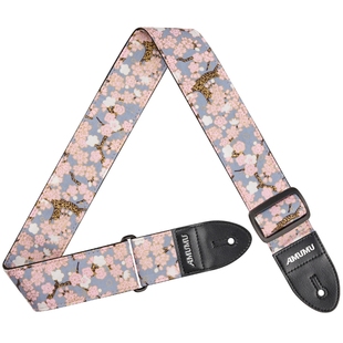 AMUMU个性木吉他背带招财猫樱花蝴蝶琴带电吉他贝斯斜挎肩带耐用