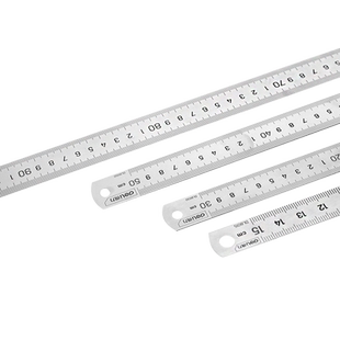 得力工具钢直尺15cm/30cm/50cm不锈钢测量工具钢尺木工用绘图制图