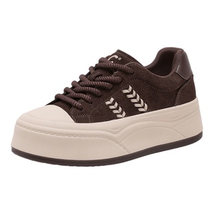 千百度厚底麦穗小白鞋女2025秋季新款百搭运动休闲鞋潮流板鞋子女