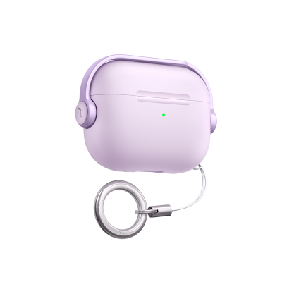 优思顿适用airpods4保护壳airpodspro3壳降噪版带锁扣airpod挂绳2软壳二代盒紫色3pro不掉盖air4代苹果耳机套