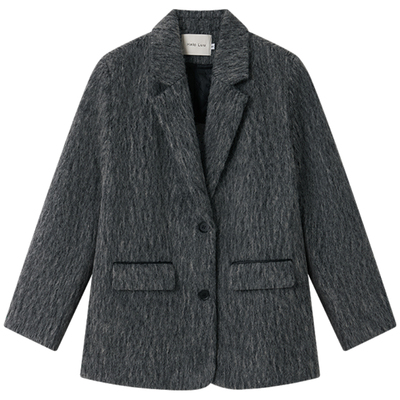 HaloLuu灰色毛呢西装外套高级感