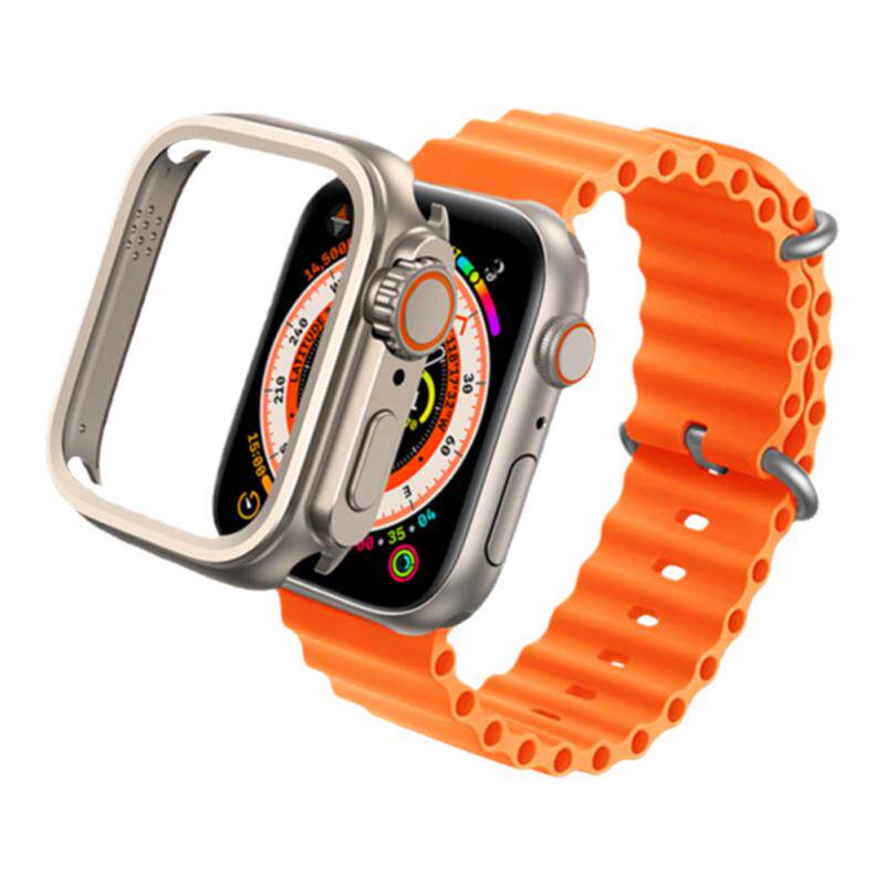 适用苹果手表Applewatch S9秒变ultra锌合金10半包保护壳iwatch S8运动7智能44/45/49mm小众6创意5金属表壳