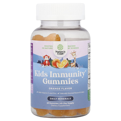 Natures Craft,Kids Immunity Gummies, Orange, 60 Gummies