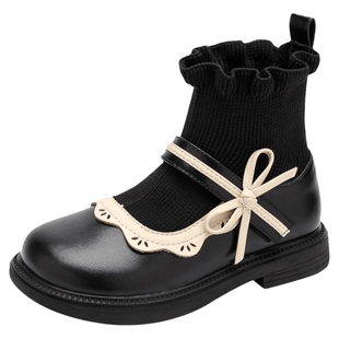 FVM女童靴子儿童马丁短靴2025新款秋冬季宝宝小公主皮鞋加绒袜靴