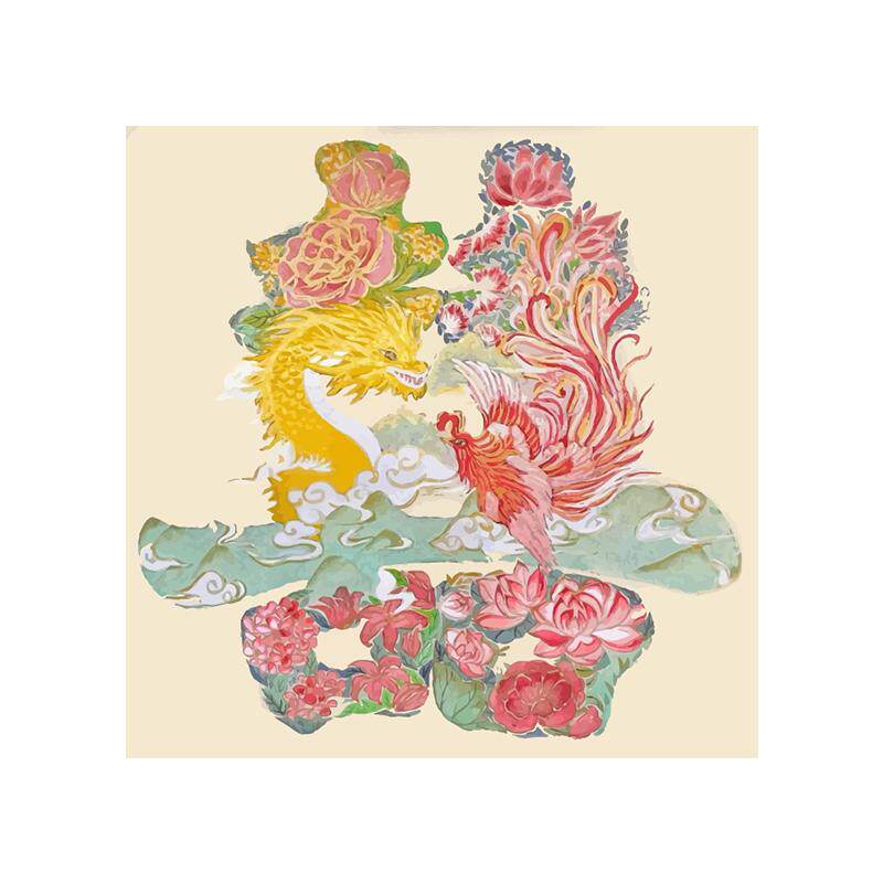 龙凤双喜图繁花喜字订婚新婚礼物
