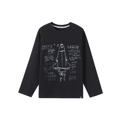 小猪托尼男童长袖涂鸦T恤7A抑菌