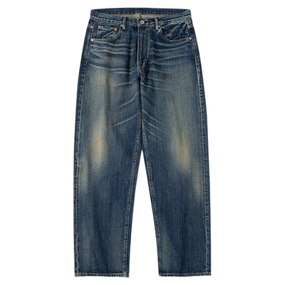 NATIVEWELL conedenim水洗牛仔长裤手工打磨微宽松长绒棉窄幅赤耳