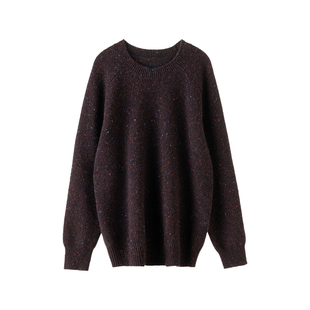 新品100%纯山羊绒七彩点子纱线女圆领套衫加厚款康赛妮保暖毛衣