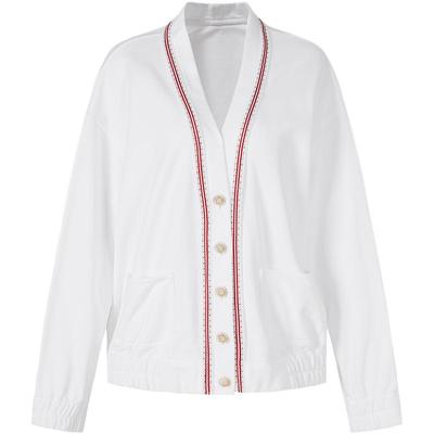 曼德诗白色秋季新款外套针织衫