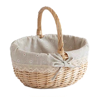 产妇月子鸡蛋花篮网红野餐水果收纳筐野餐买菜手工编织DIY竹篮子