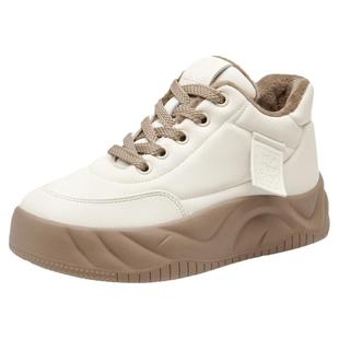 大东加绒板鞋女款2025新款秋冬高帮休闲女鞋保暖棉鞋厚底面包鞋女