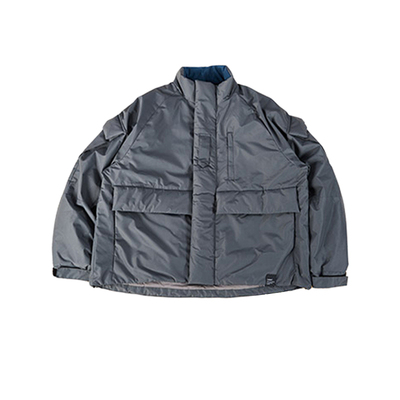 尼龙隐形格纹双面穿宽松休闲棉服