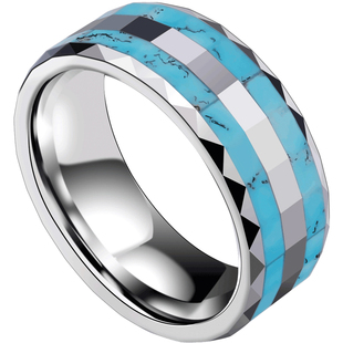 新品轻奢男士戒指绿松石韩版时尚指环男生食指单身戒潮男饰品礼物