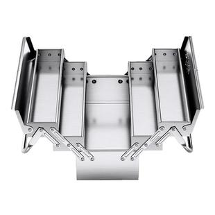 德力西电气不锈钢工具箱三层折叠家用加厚手提式五金工业级收纳盒