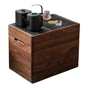 北美黑胡桃木茶水柜全实木家用茶台沙发边几简约现代可移动茶吧机