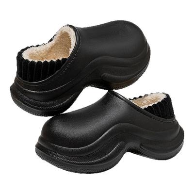 防水棉拖鞋女士可外穿2025新款秋冬季厚底增高居家室内毛毛拖鞋男