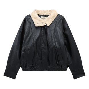 橘子树在哪儿韩系羊羔毛皮衣外套女冬季高级感保暖宽松机车皮夹克
